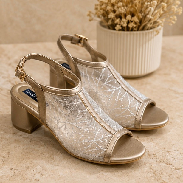 Aurelia gold block heels