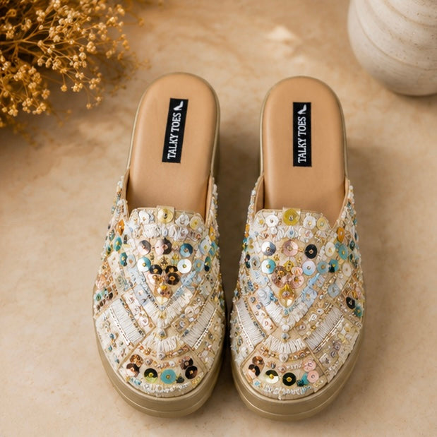 Handmade multi wedge mules