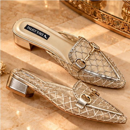 Horsbit mules - metallic gold